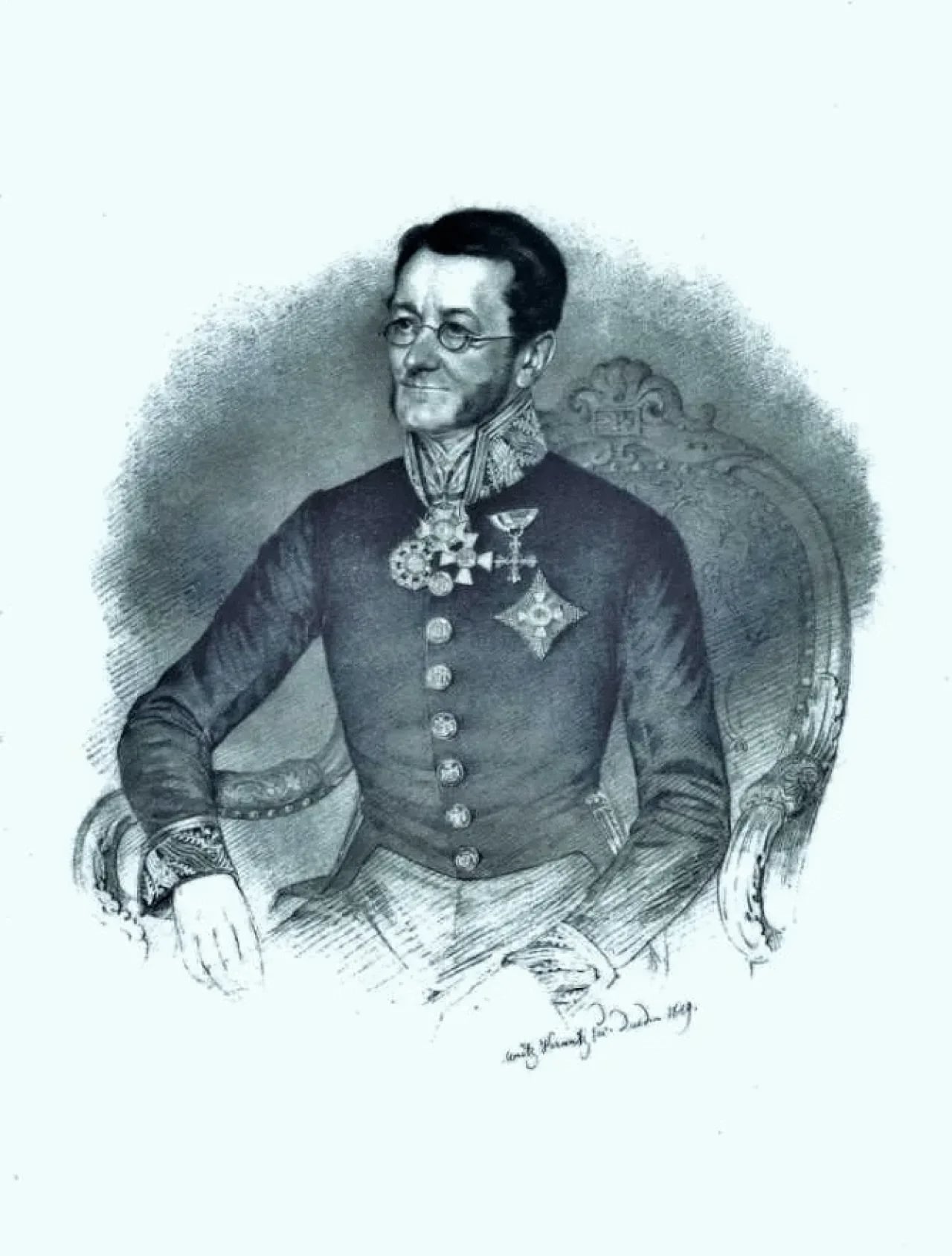 Porträt von Friedrich Konstantin Wenzeslaus Freiherr O'Byrn (1789–1873) – Gedenkseite