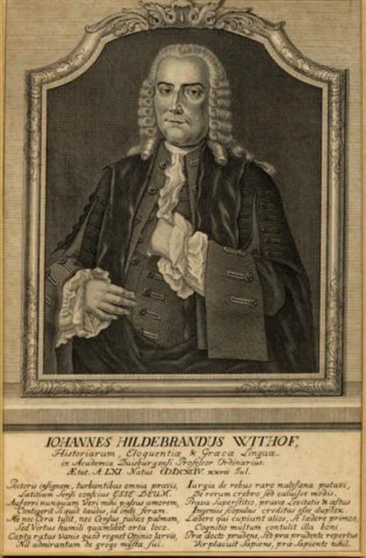 Porträt von Johann Hildebrand Withof (1694–1769) – Gedenkseite
