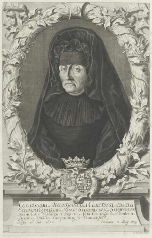 Porträt von Eleonore Klara von Hohenlohe-Neuenstein (1632–1709) – Gedenkseite