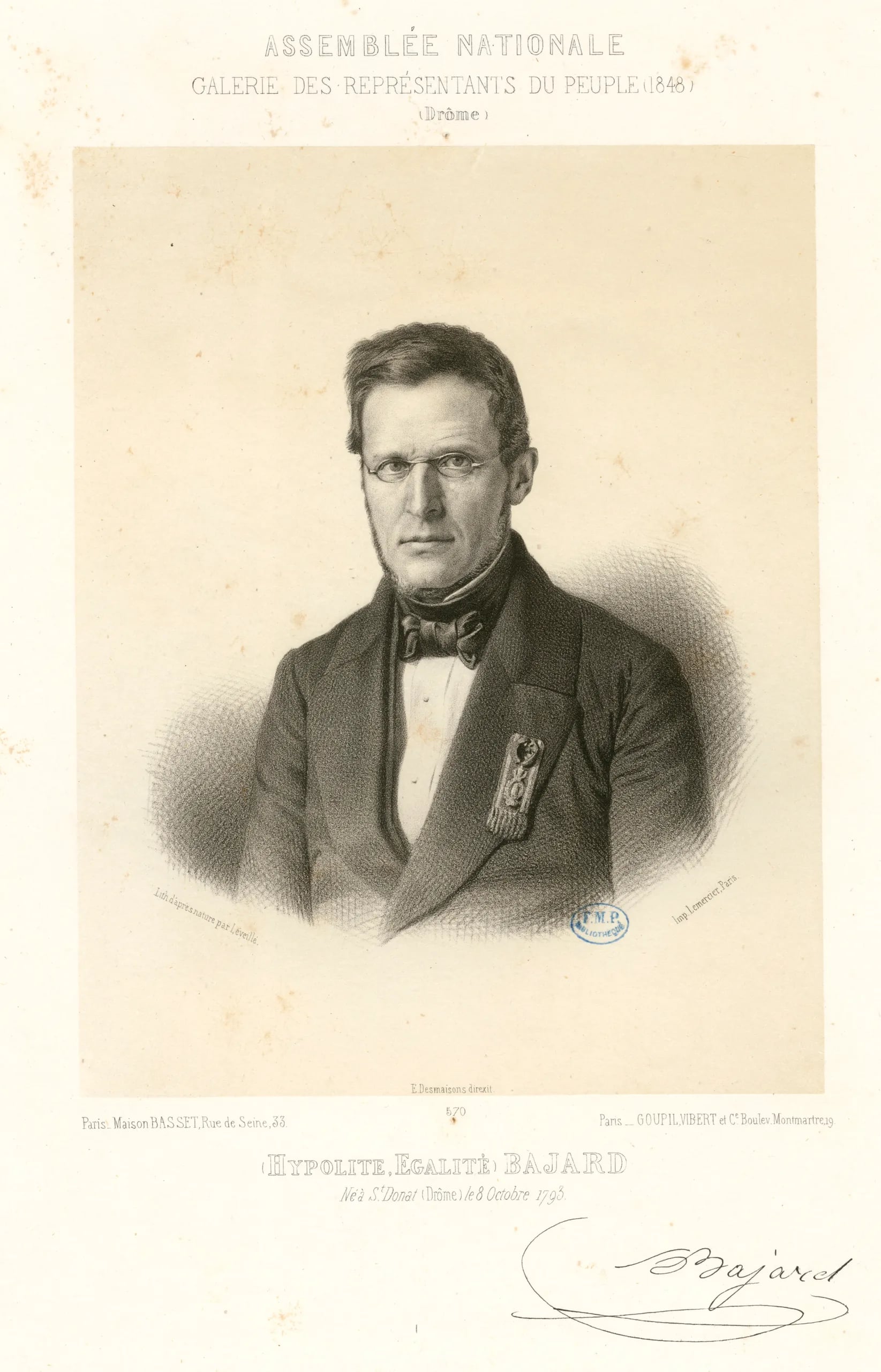 Porträt von Hippolyte Bajard (1793–1863) – Gedenkseite