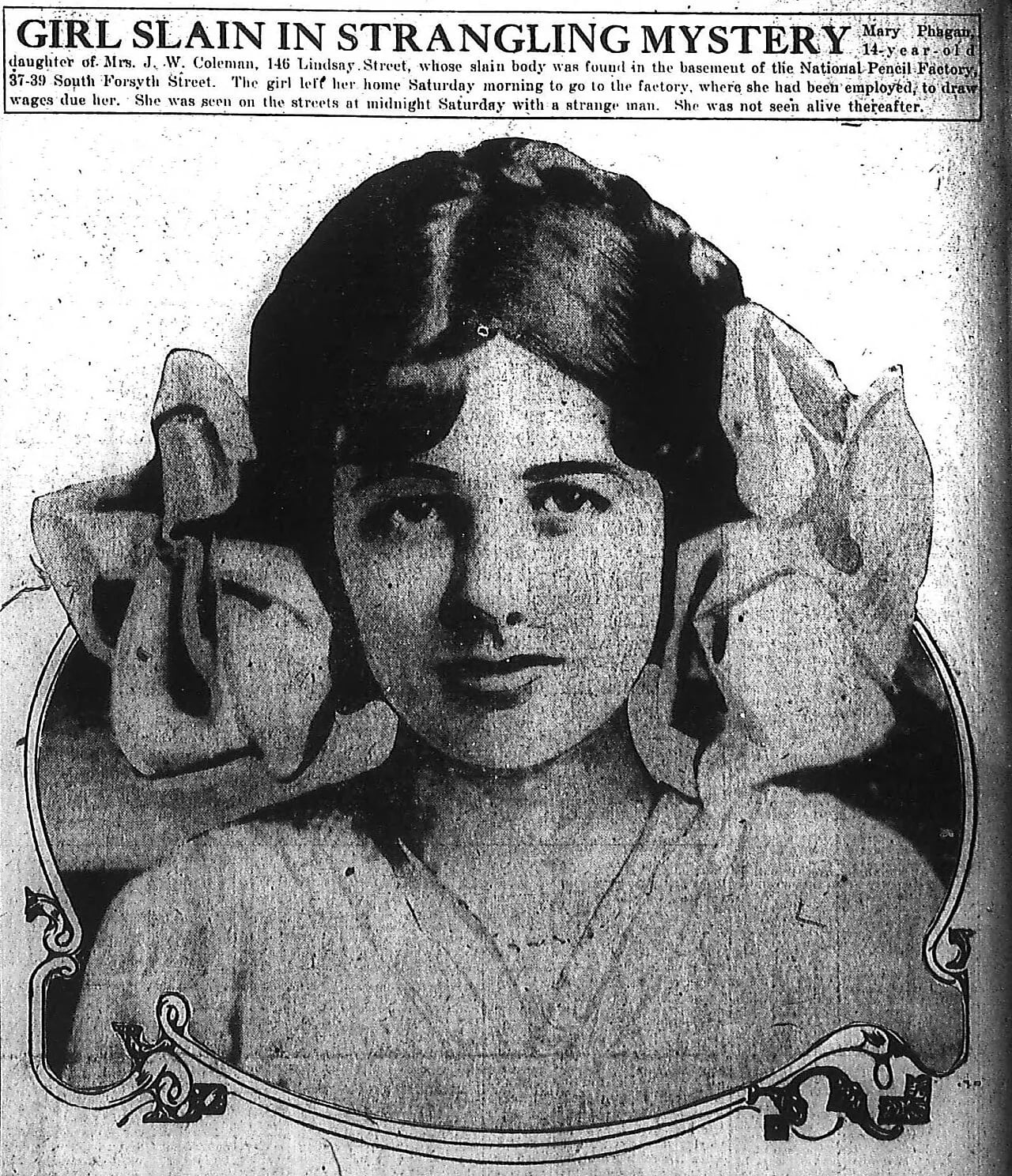 Porträt von Mary Phagan (1899–1913) – Gedenkseite