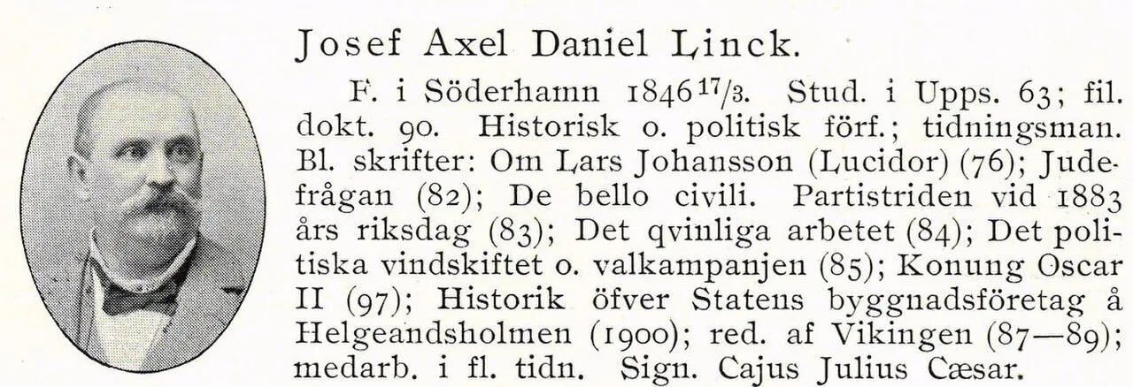 Porträt von Josef Linck (1846–1901) – Gedenkseite