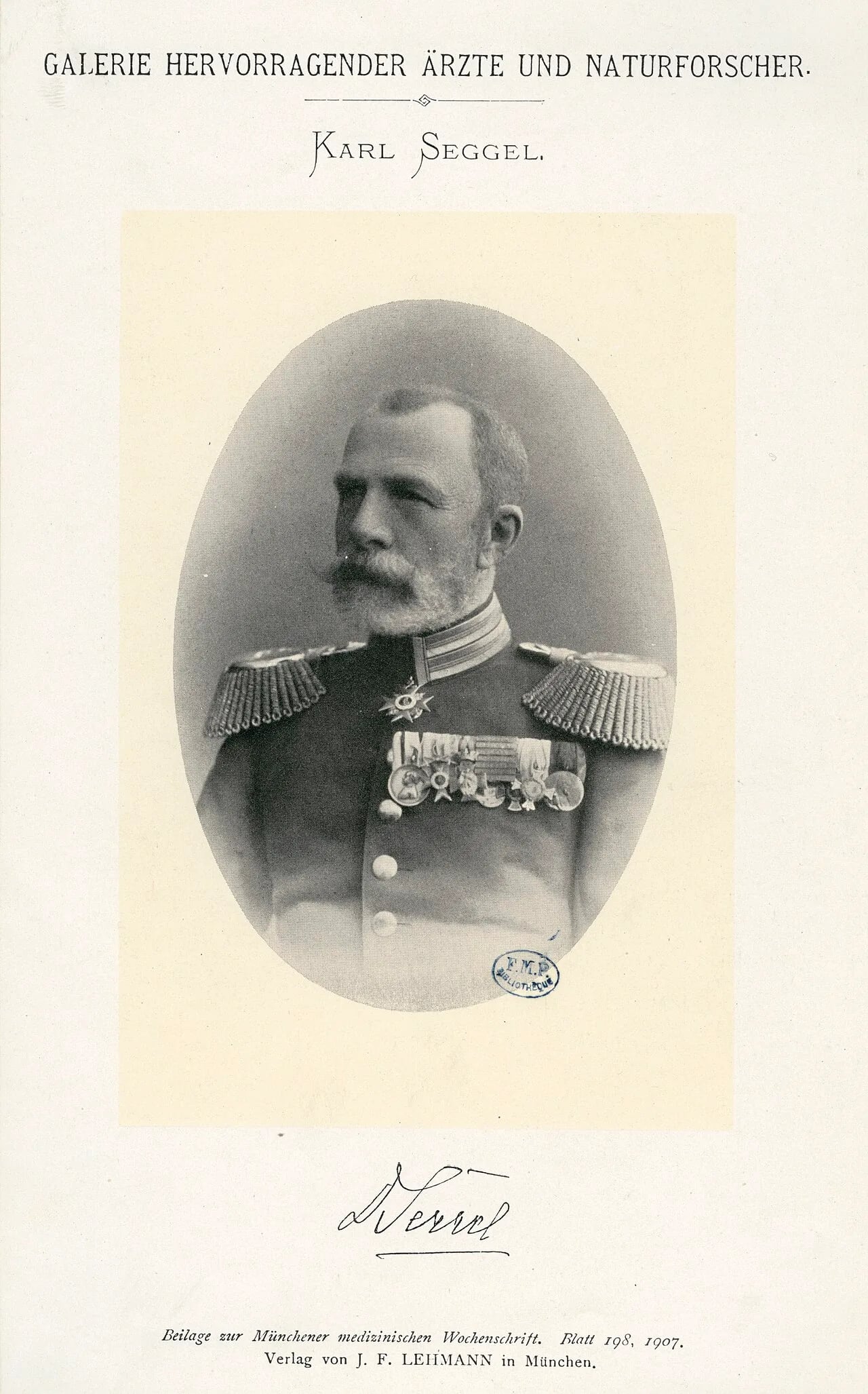 Porträt von Karl Seggel (1837–1909) – Gedenkseite