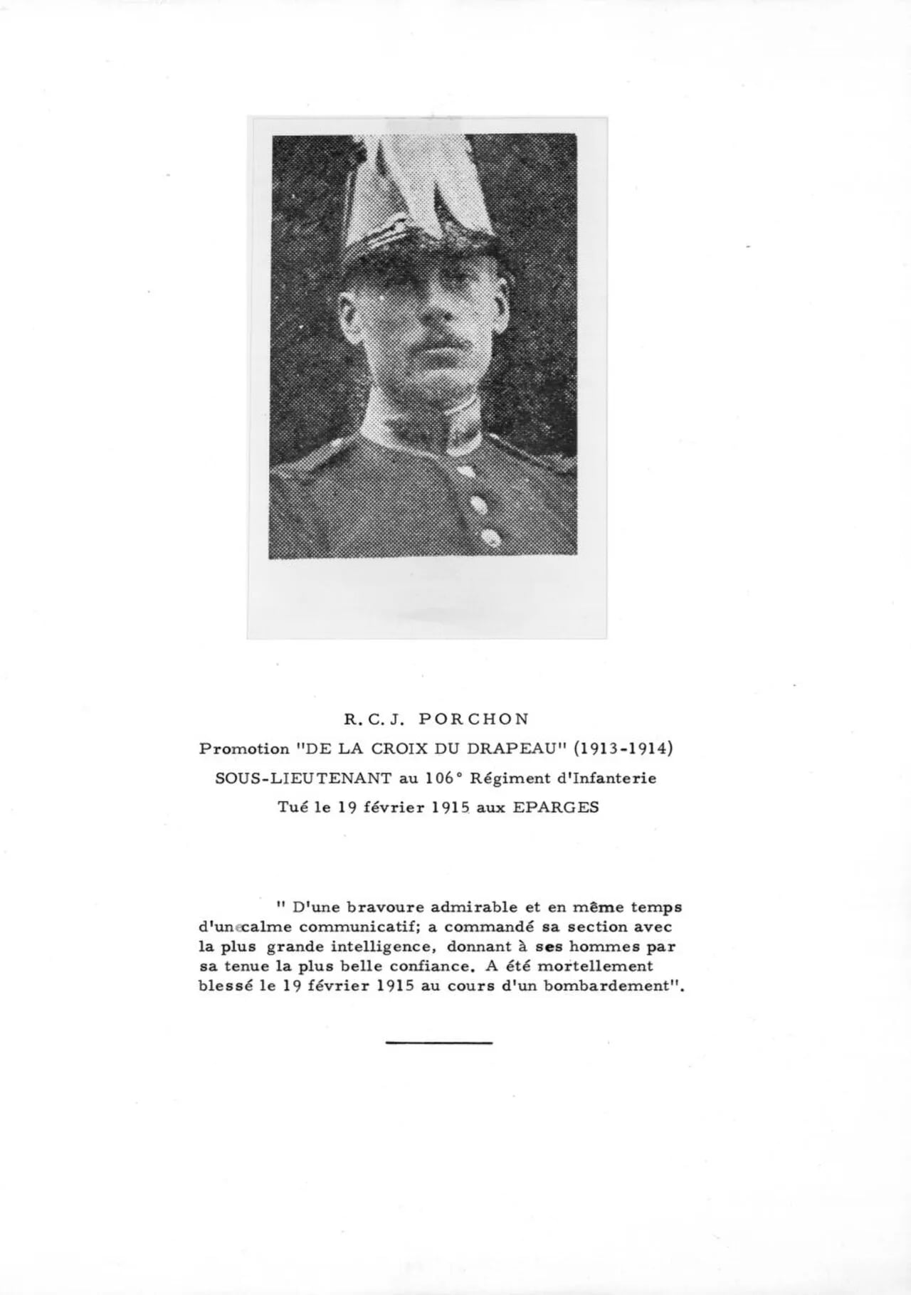 Portrait of Robert Porchon (1894–1915) – memorial page