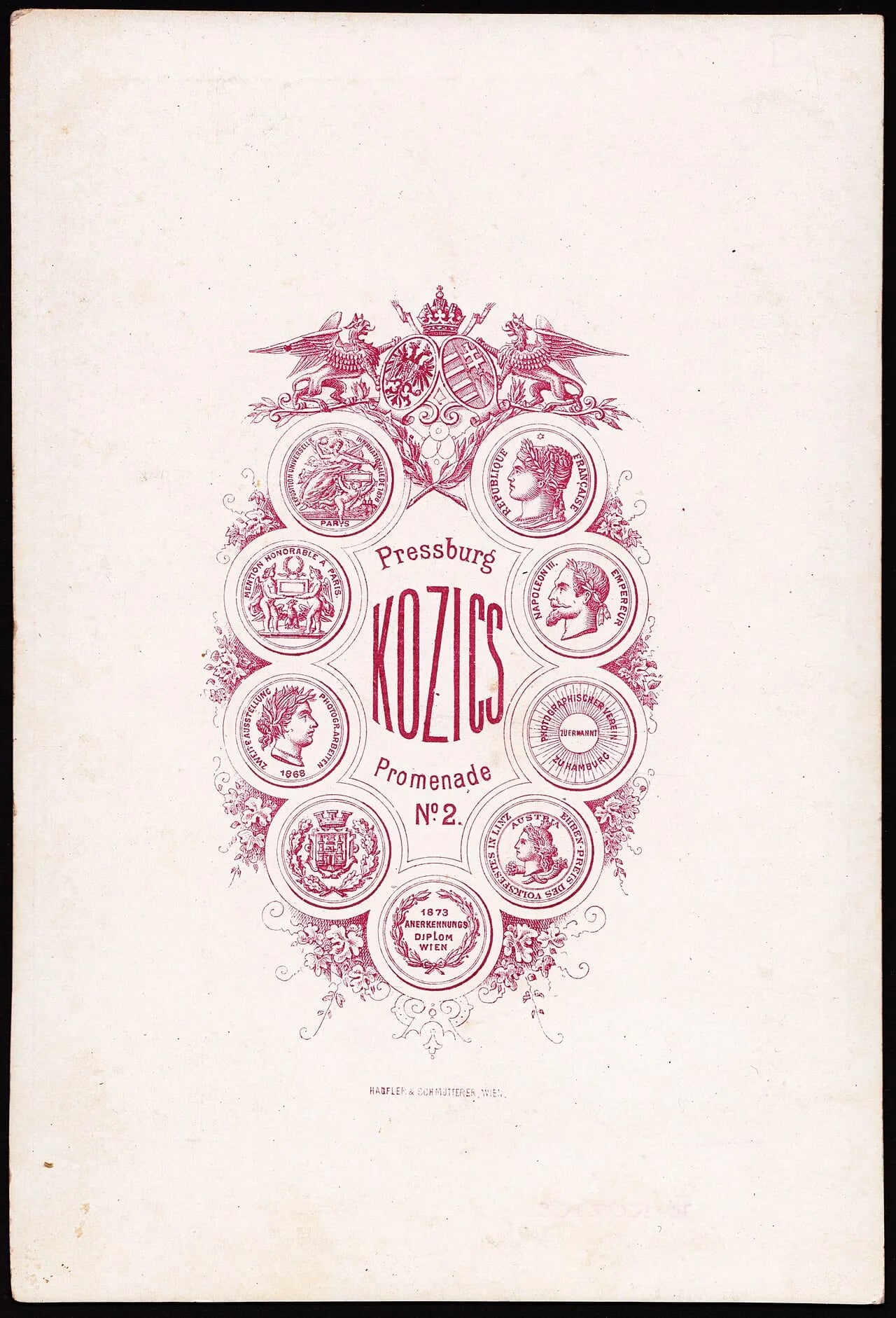 Porträt von Eduard Nepomuk Kozič (1829–1874) – Gedenkseite