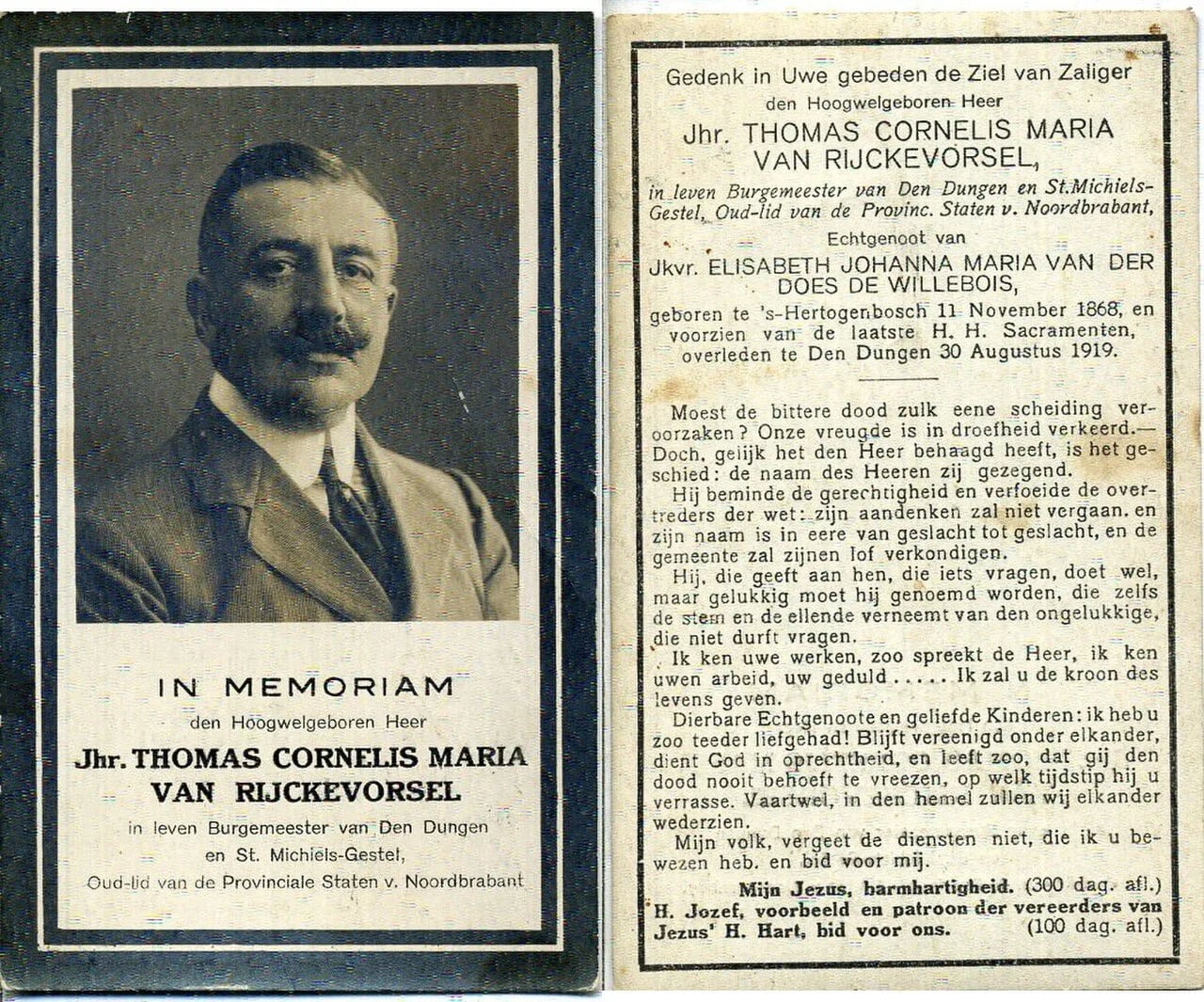 Portrait of Thomas Cornelis Maria van Rijckevorsel (1868–1919) – memorial page