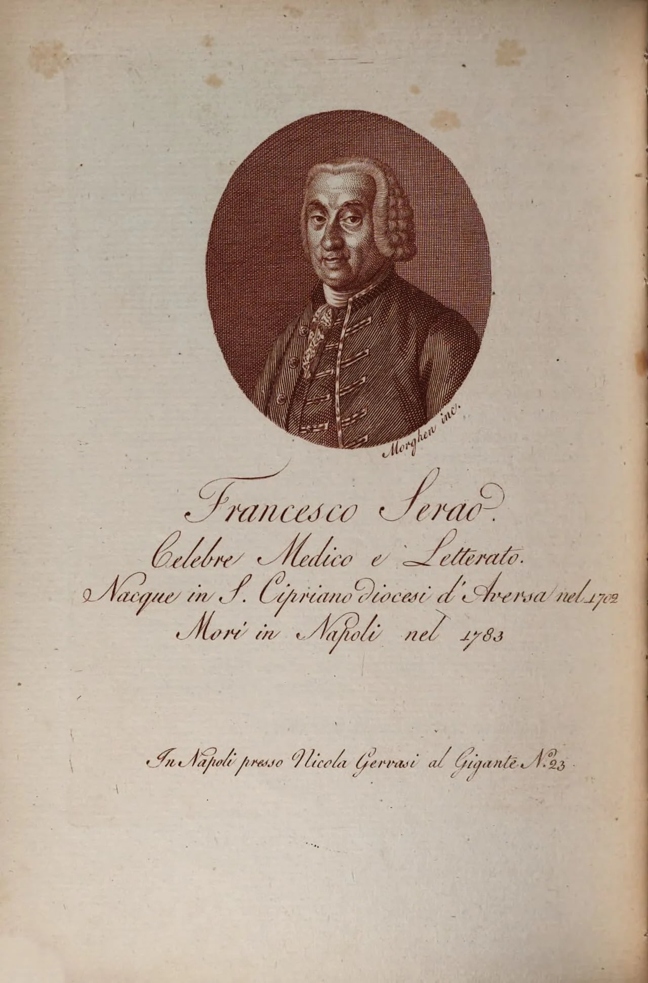 Portrait of Francesco Serao (1702–1783) – memorial page