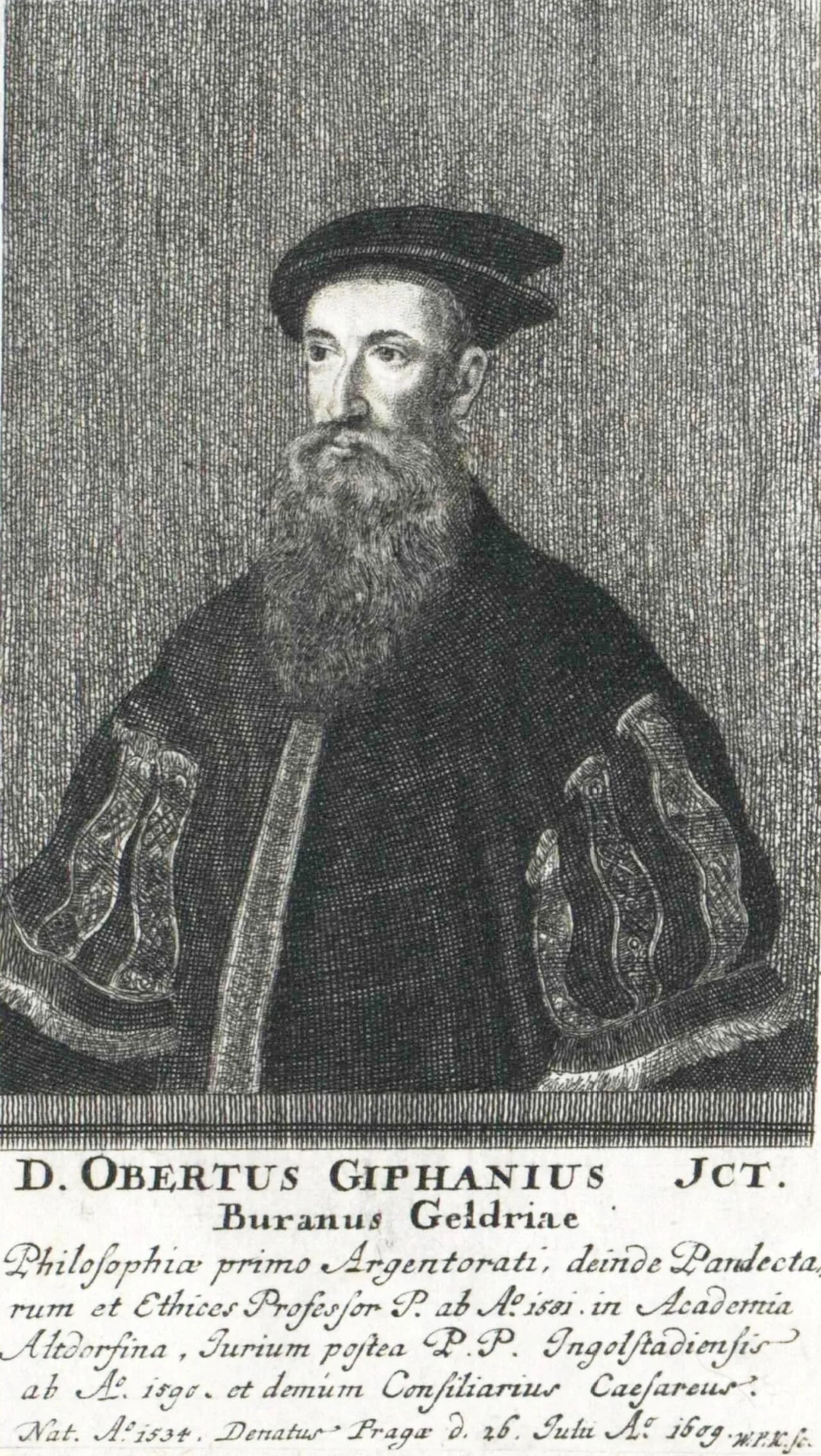 Portrait of Obertus Giphanius (1534–1604) – memorial page
