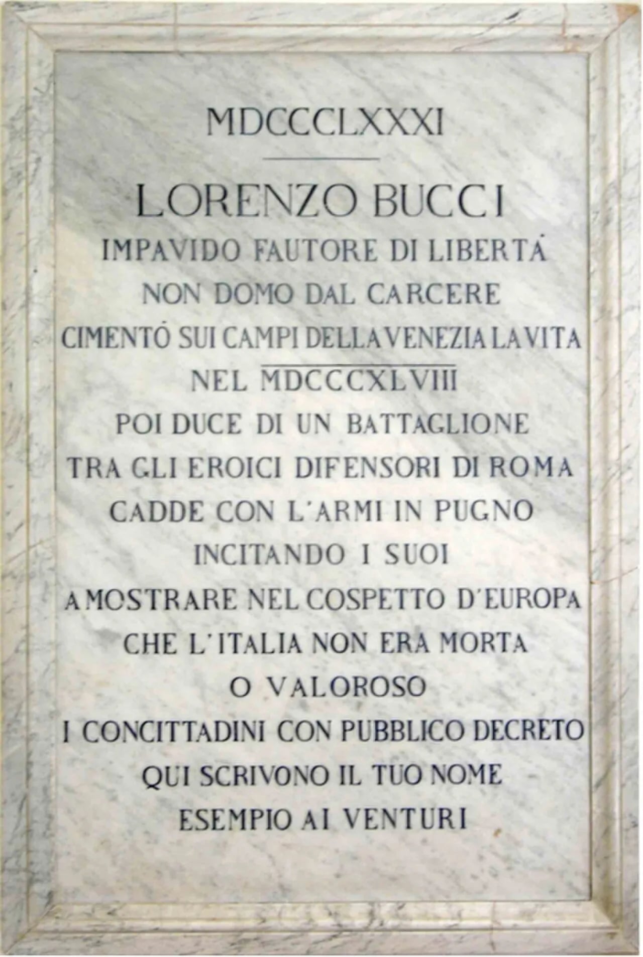 Portrait of Lorenzo Bucci (1819–1849) – memorial page