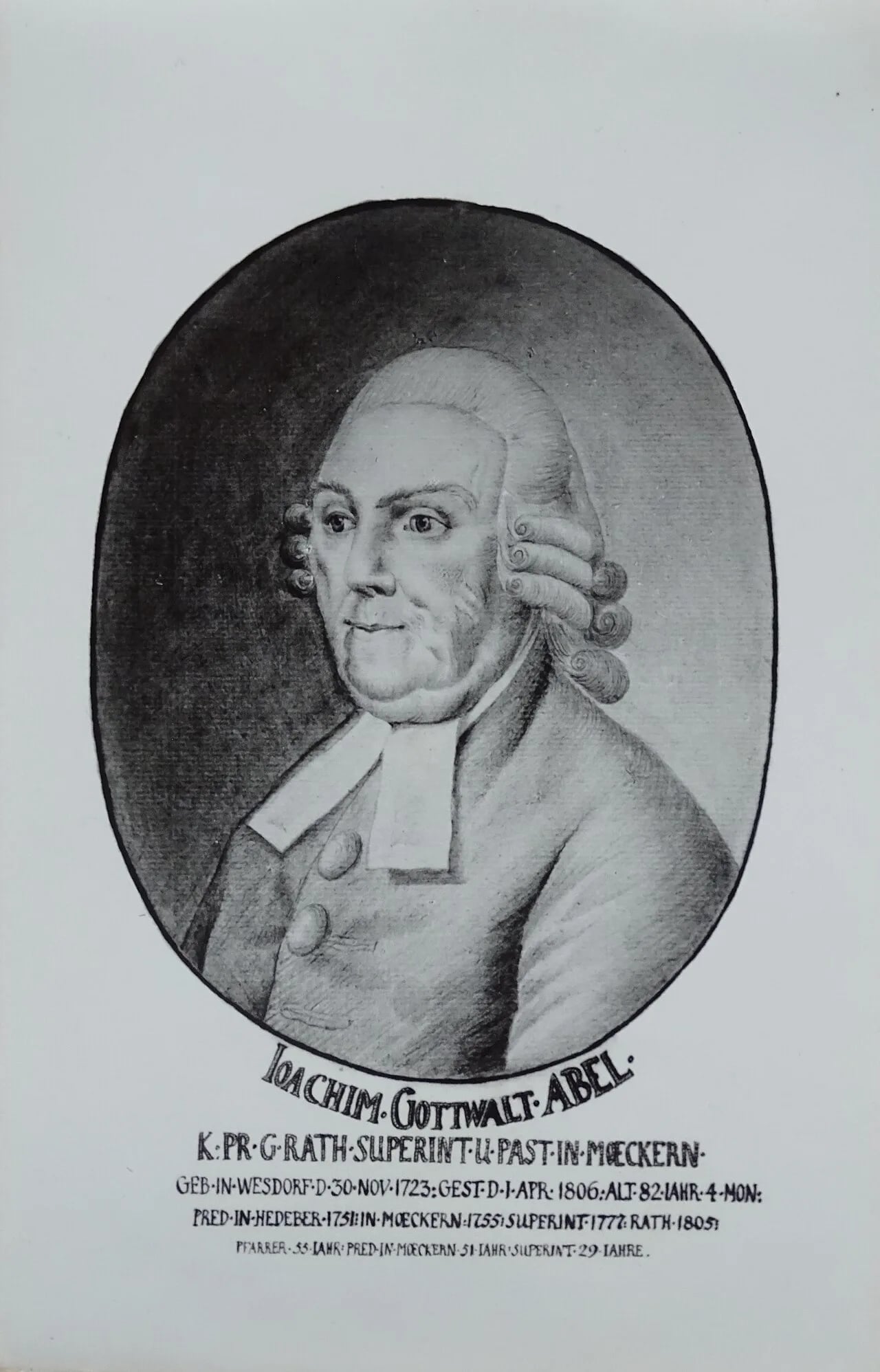 Porträt von Joachim Gottwalt Abel (1723–1806) – Gedenkseite