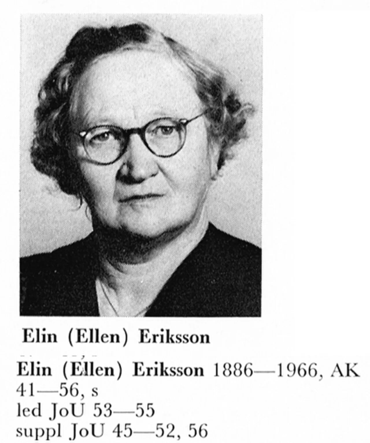 Porträt von Elin Eriksson (1886–1966) – Gedenkseite