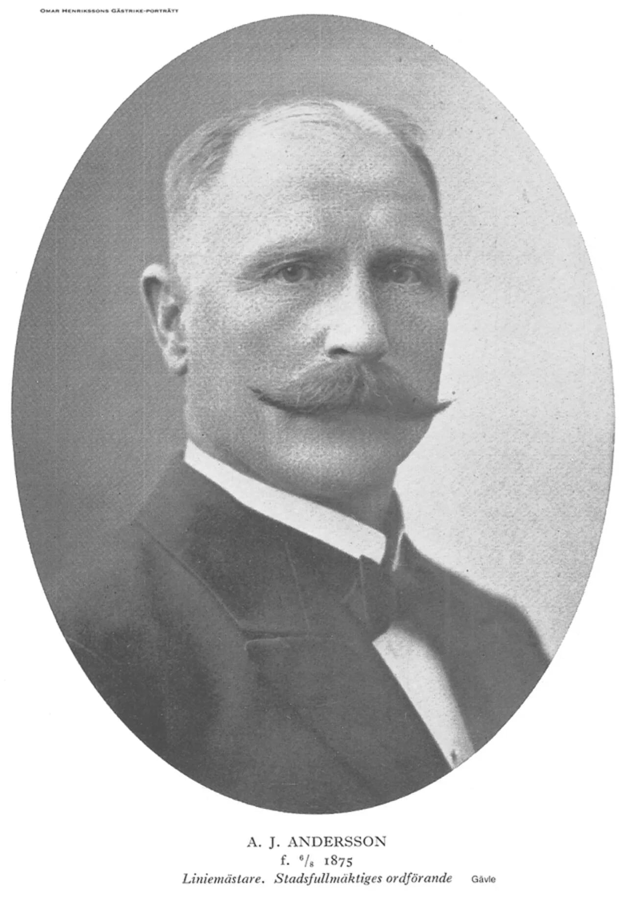 Porträt von Johan Andersson i Gävle (1875–1938) – Gedenkseite