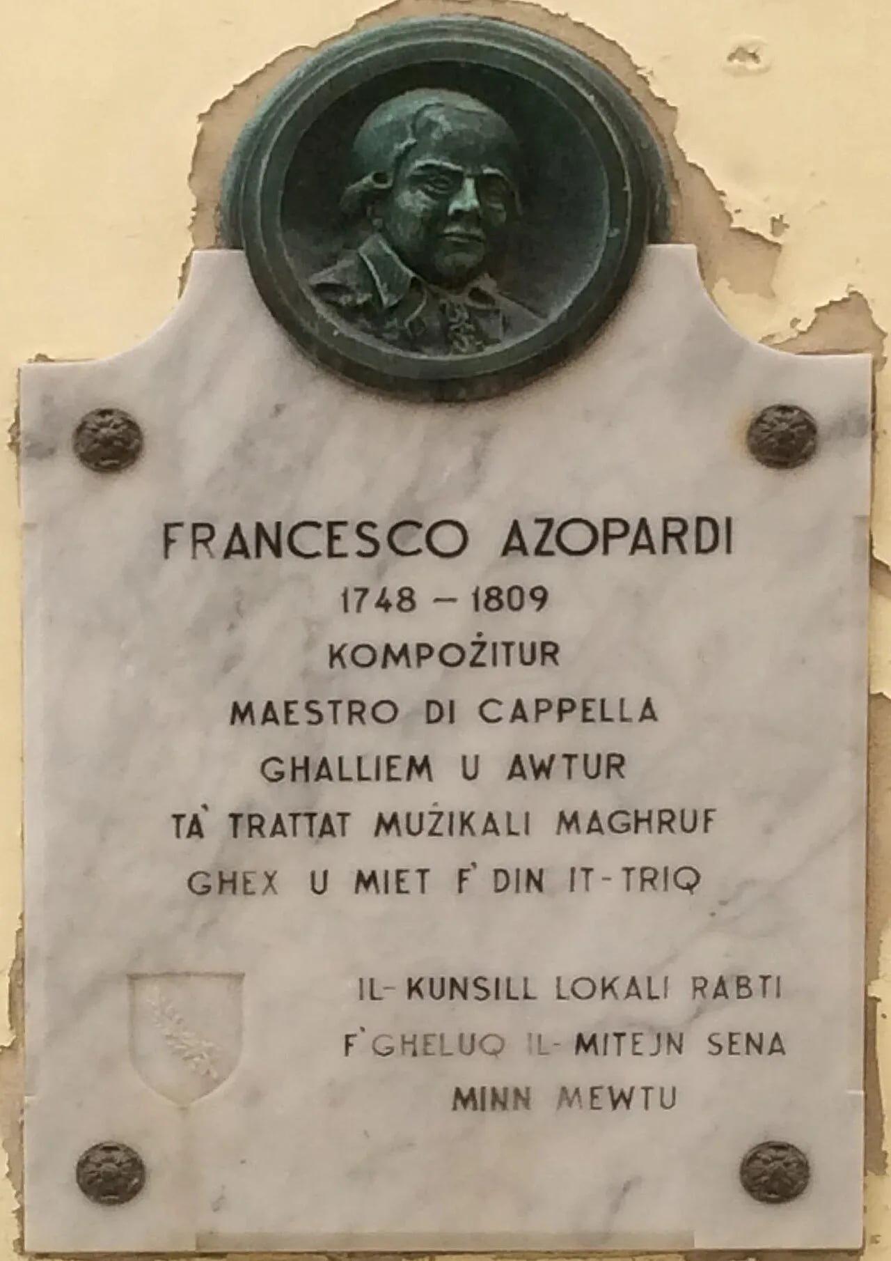 Portrait of Francesco Azopardi (1748–1809) – memorial page