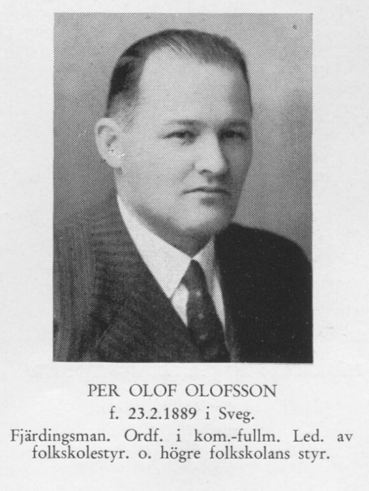Porträt von Per Olofsson (1889–1973) – Gedenkseite
