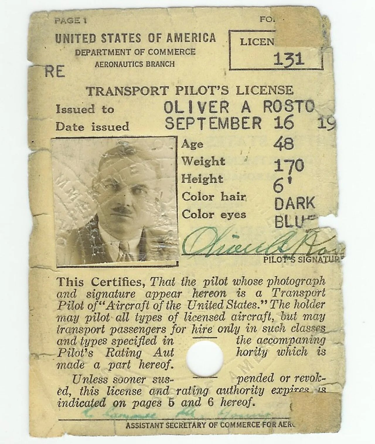 Portrait of Oliver Andre Rosto (1881–1972) – memorial page
