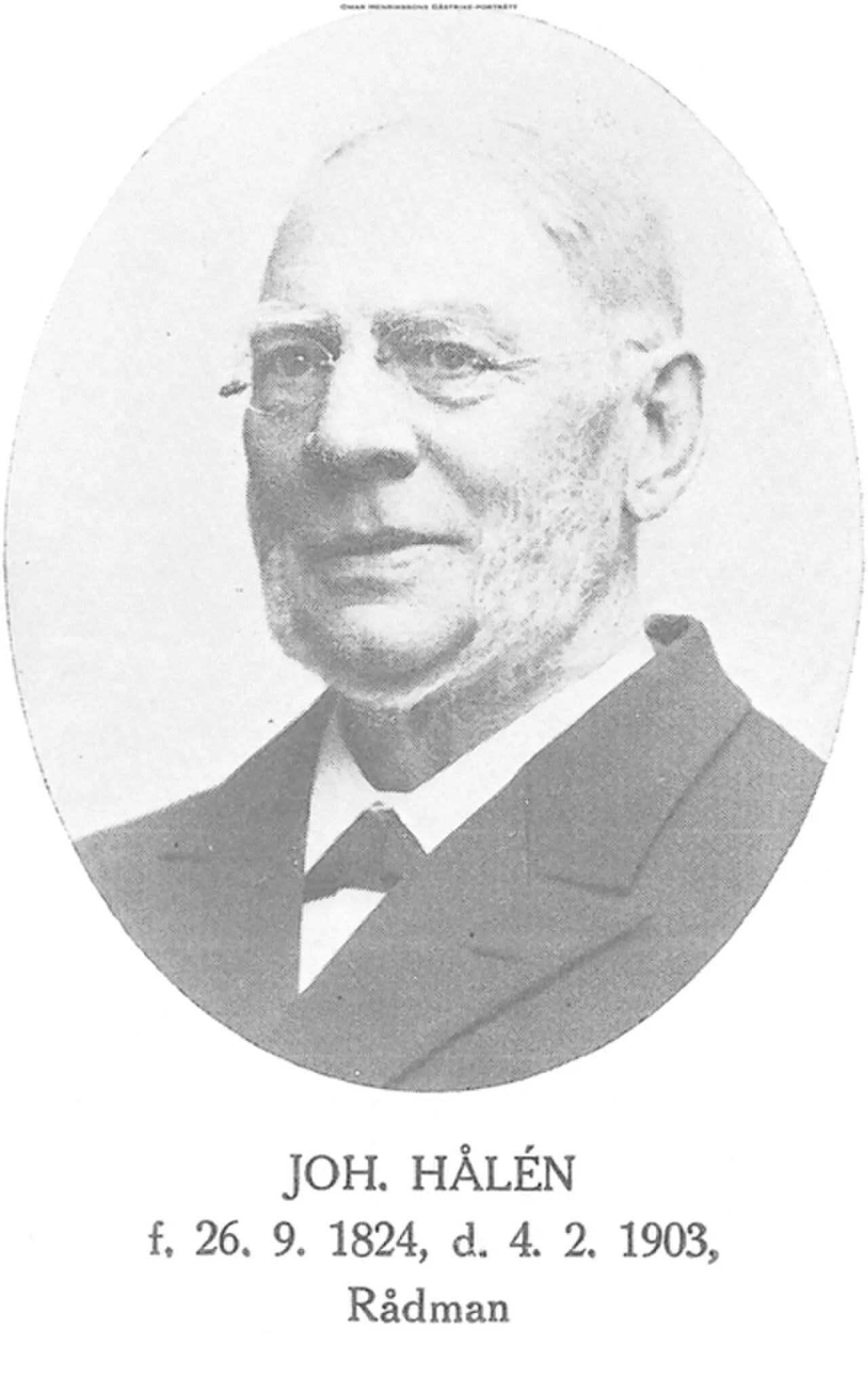 Portrait of Johan Olof Hålén (1824–1903) – memorial page