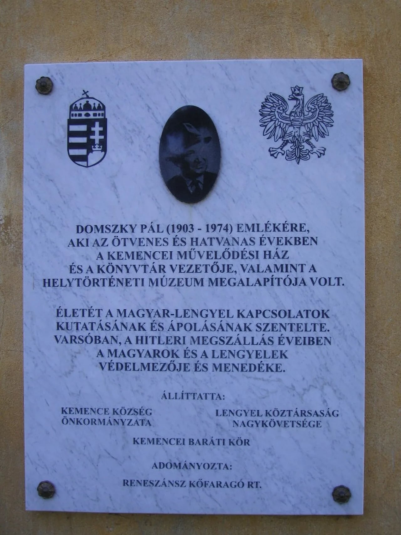 Portrait of Pál Domszky (1903–1974) – memorial page