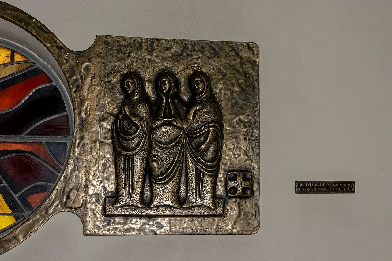 Metal relief at the Catholic filial church Holy Family in Prinzersdorf