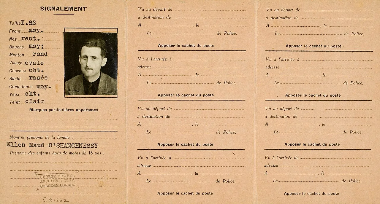 Front of George Orwell&amp;#39;s Moroccan identity card