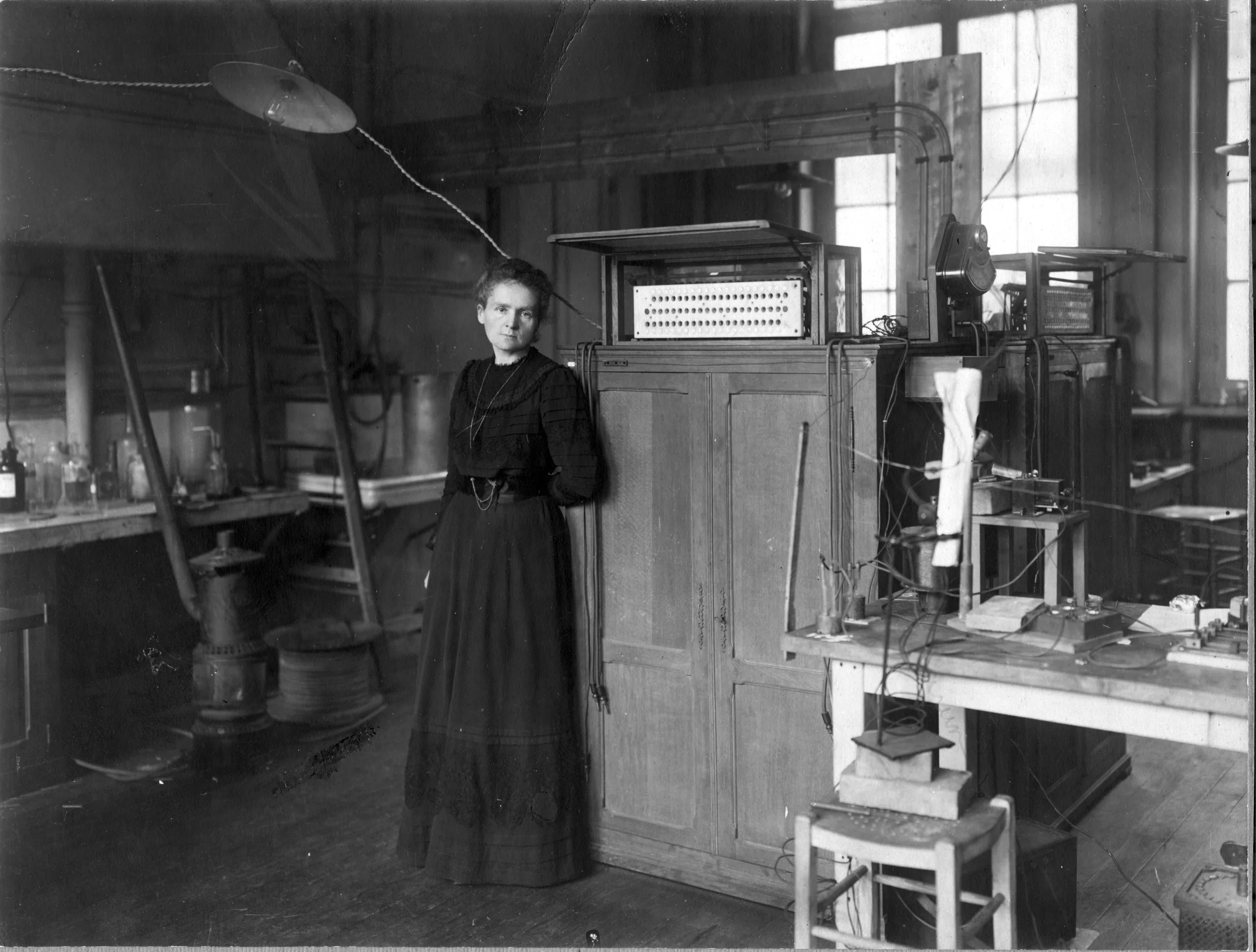 Marie Curie in her Paris laboratory in 1912