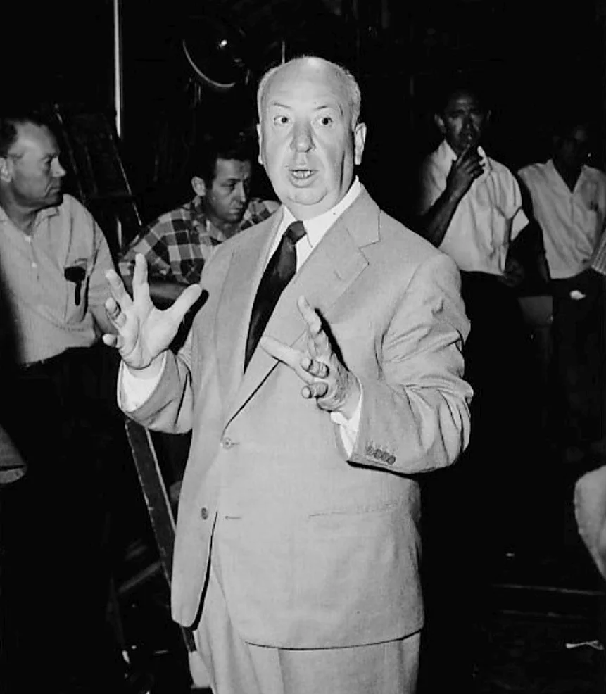 Alfred Hitchcock on the set of Alfred Hitchcock Presents in 1955