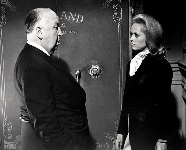 Alfred Hitchcock and Tippi Hedren in a publicity photograph for Marnie