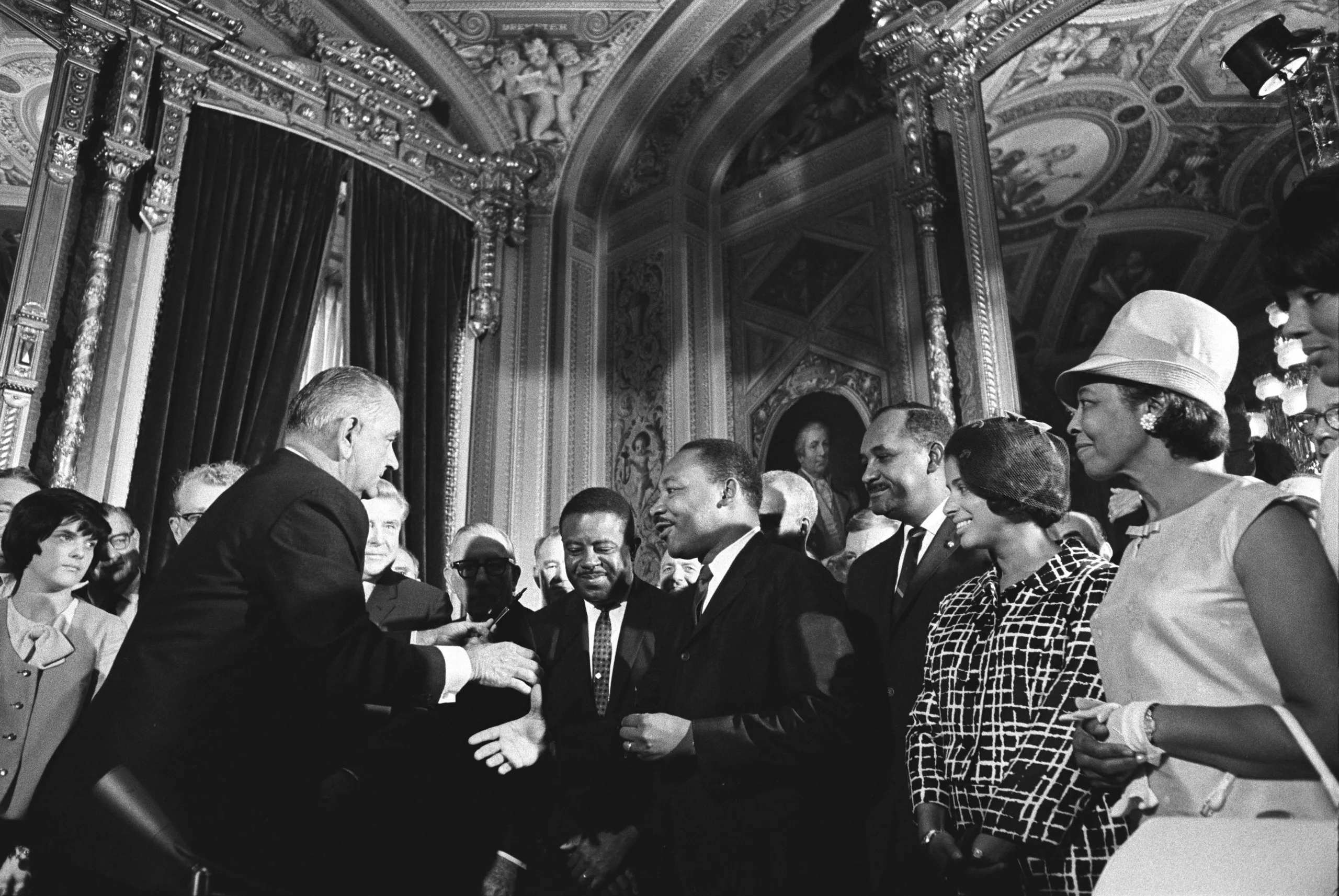 Martin Luther King Jr. at the signing of the Voting Rights Act in 1965