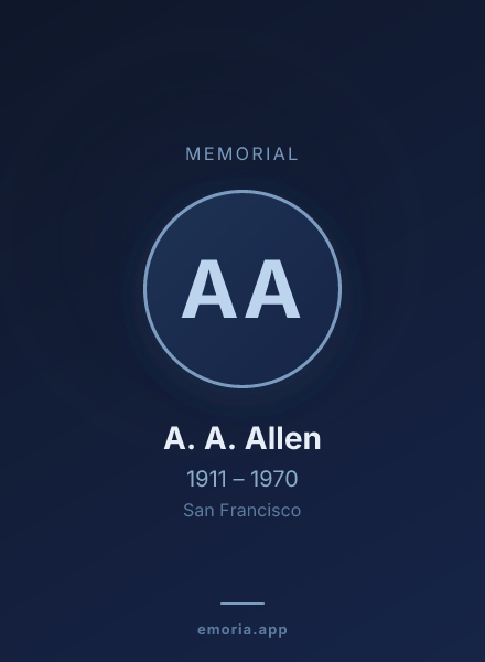 Memorial portrait of A. A. Allen