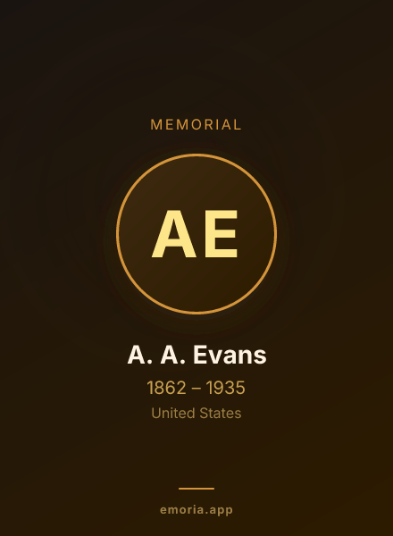 Memorial portrait of A. A. Evans