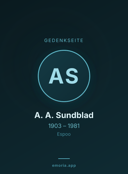 Gedenkportrait von A. A. Sundblad