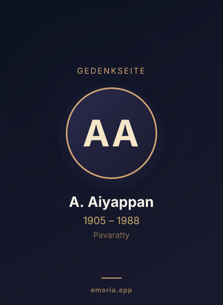 Gedenkportrait von A. Aiyappan