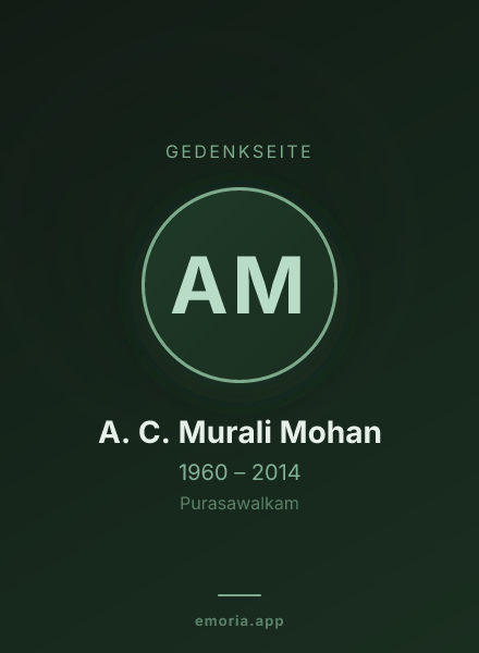 Gedenkportrait von A. C. Murali Mohan