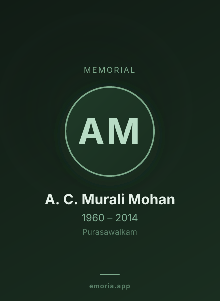 Memorial portrait of A. C. Murali Mohan
