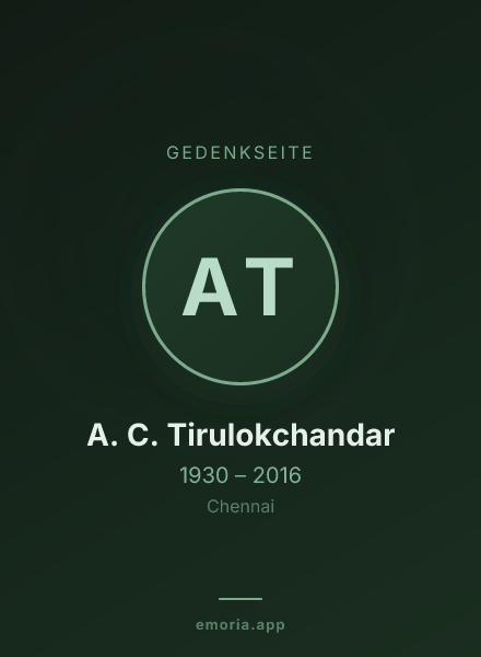 Gedenkportrait von A. C. Tirulokchandar