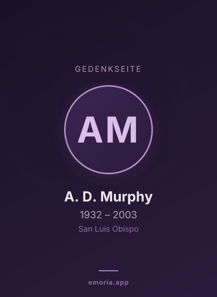 Gedenkportrait von A. D. Murphy