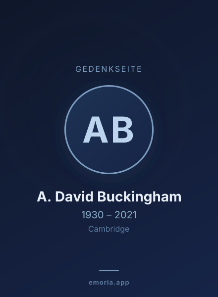 Gedenkportrait von A. David Buckingham
