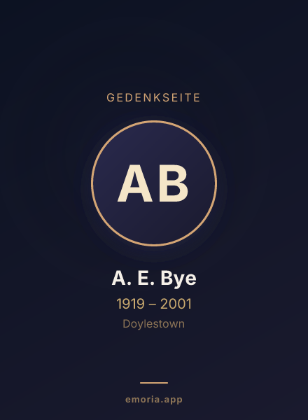 Gedenkportrait von A. E. Bye