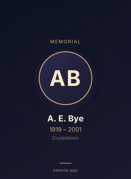 Memorial portrait of A. E. Bye