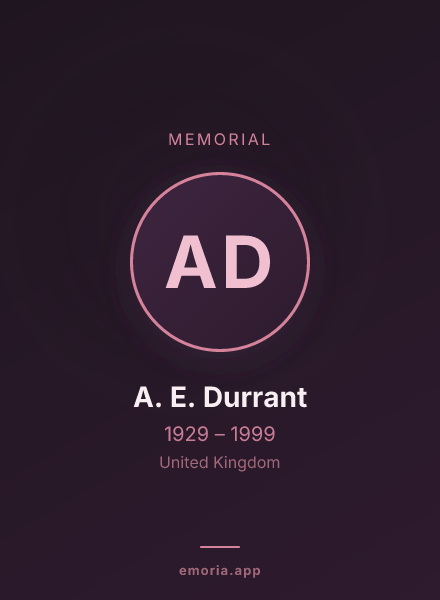 Memorial portrait of A. E. Durrant