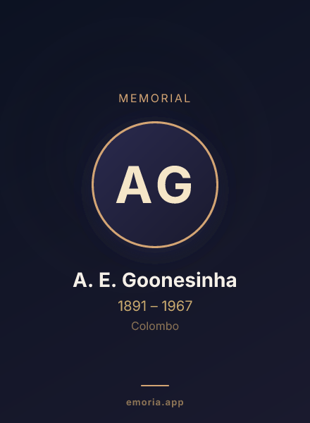 Memorial portrait of A. E. Goonesinha
