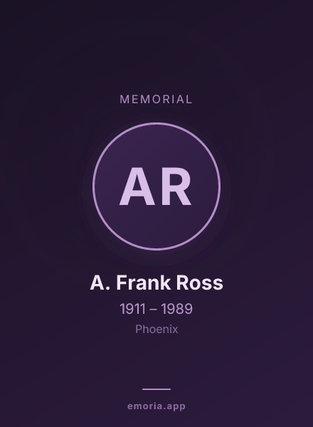 Memorial portrait of A. Frank Ross