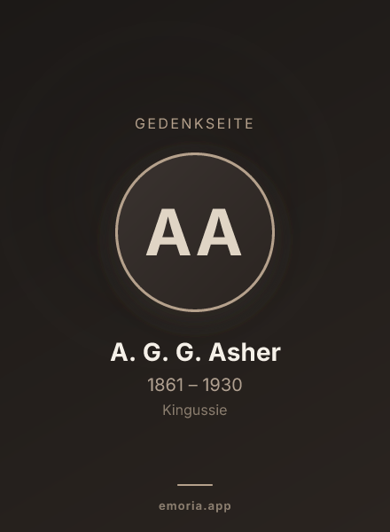 Gedenkportrait von A. G. G. Asher