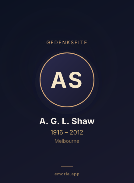 Gedenkportrait von A. G. L. Shaw