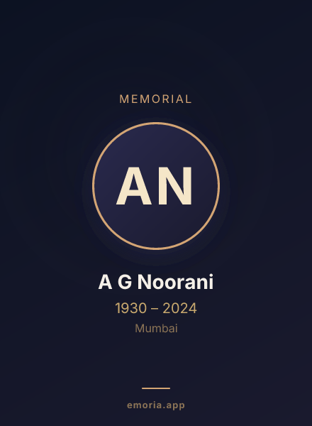 Memorial portrait of A G Noorani