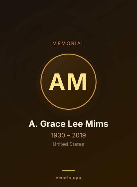 Memorial portrait of A. Grace Lee Mims