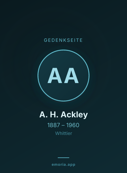 Gedenkportrait von A. H. Ackley