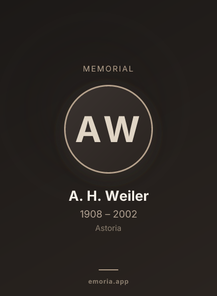 Memorial portrait of A. H. Weiler