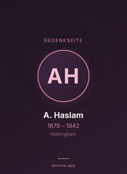 Gedenkportrait von A. Haslam