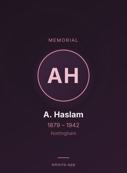 Memorial portrait of A. Haslam