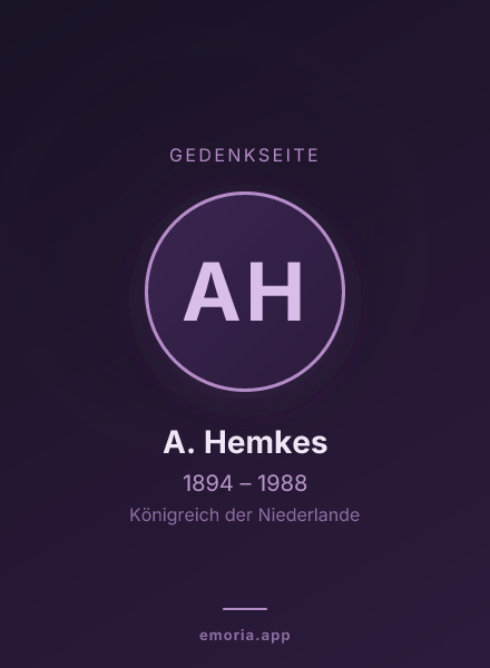 Gedenkportrait von A. Hemkes